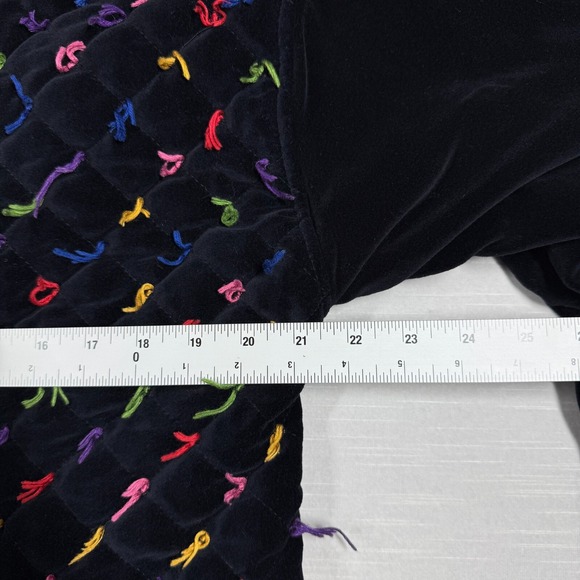 Vintage New Direction Jacket Womens M Navy Velvet Colorful Quilted Artsy Unique - Picture 8 of 12